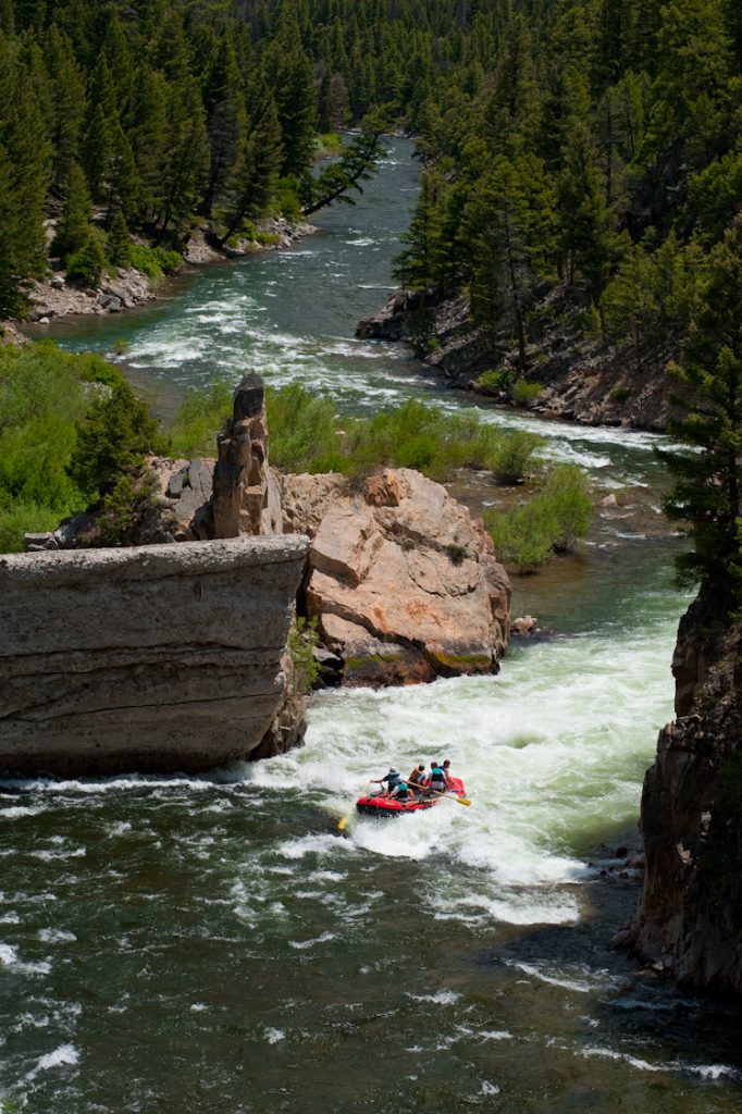 White water rafters on the Salmon River at the decommissioned Sunbeam dam