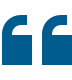 Blue quotation mark symbol, resembling stylized open quote with angular design.